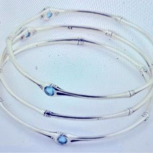 NEW John Hardy Bamboo Swiss Blue Topaz Bangle Set (3)